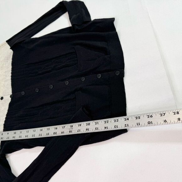 Sparrow Sweater Womens Large Black Ivory Cotton Blend Long Sleeve Cardigan - Picture 4 of 7